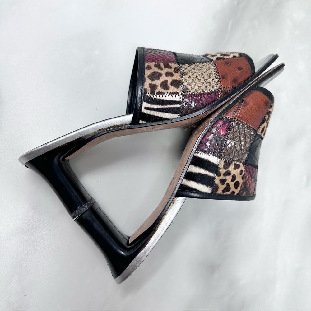Brighton Busywork Patchwork Animal Print Mule Slide Heel Sandal Womens Size 8 - Picture 4 of 10